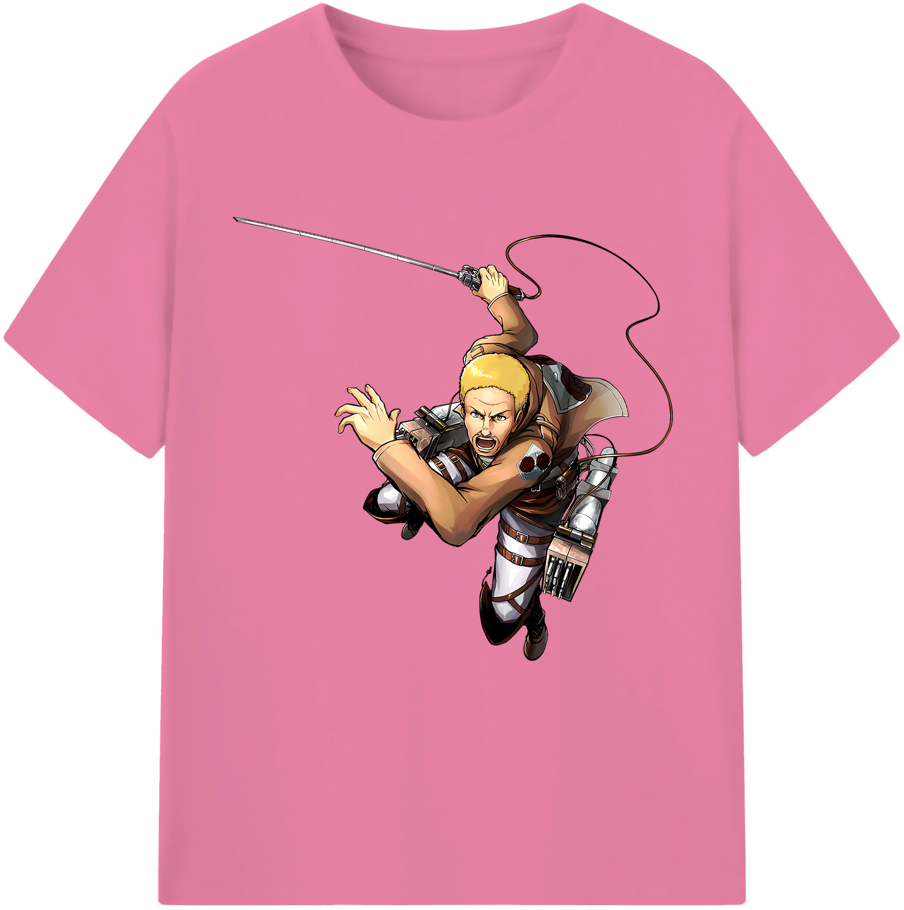 （画像用） 進撃の巨人 ハンネス Attack on Titan Hannes 綿100％半袖Tシャツ（フロントプリント）